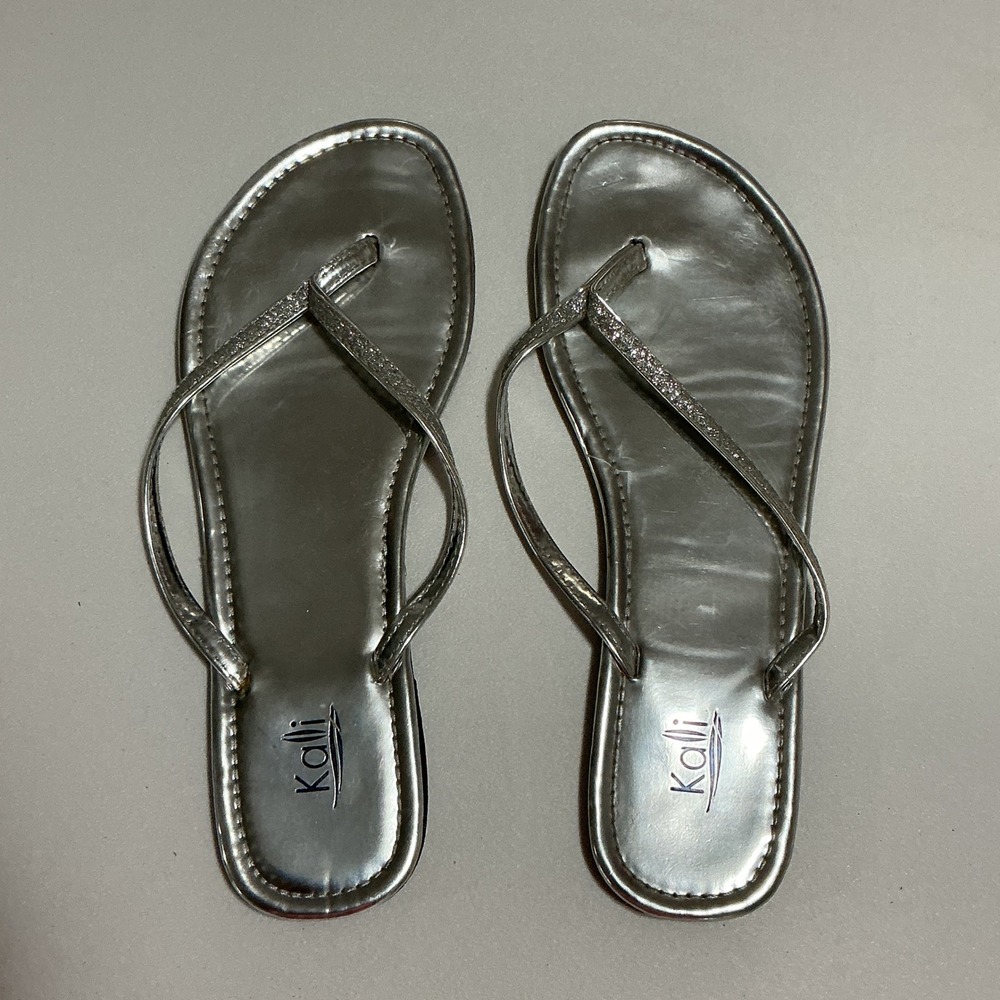 Silver Glitter Thong Sandals -‎ Women's Summer Casual Flip Flops